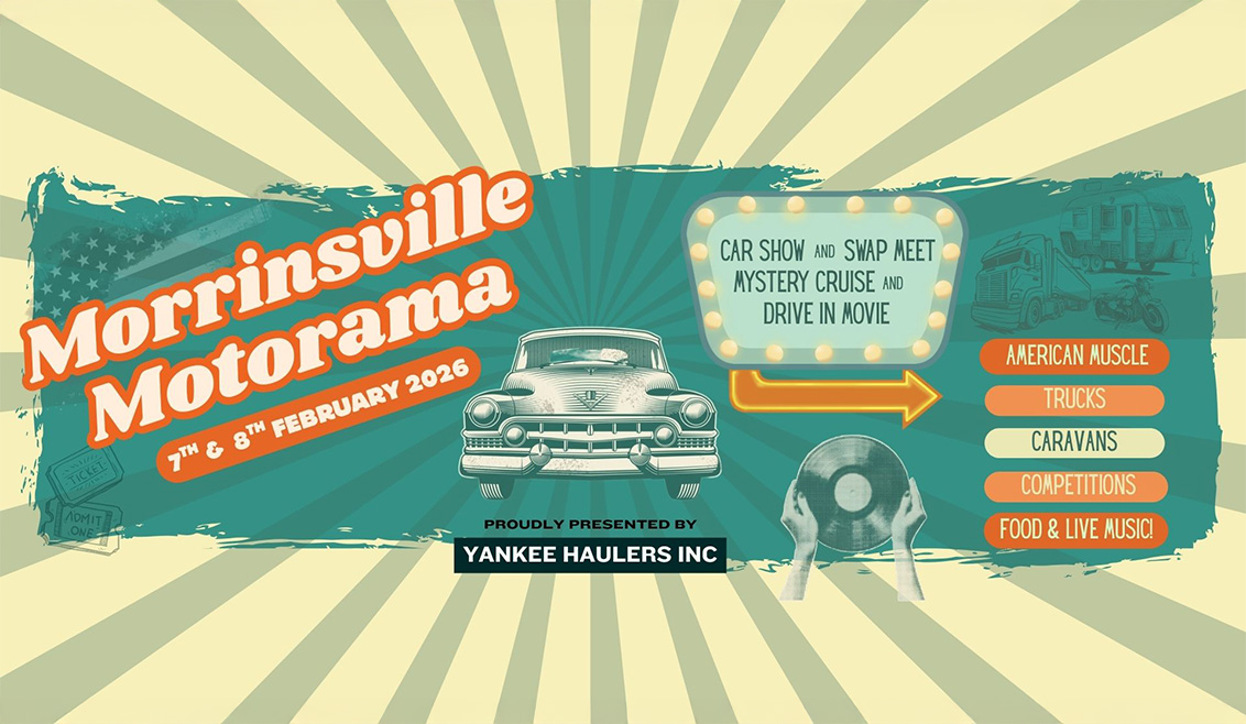 Promotional graphic for 2026 Morrinsville Motorama