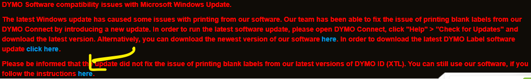 Dymo Update Instructions