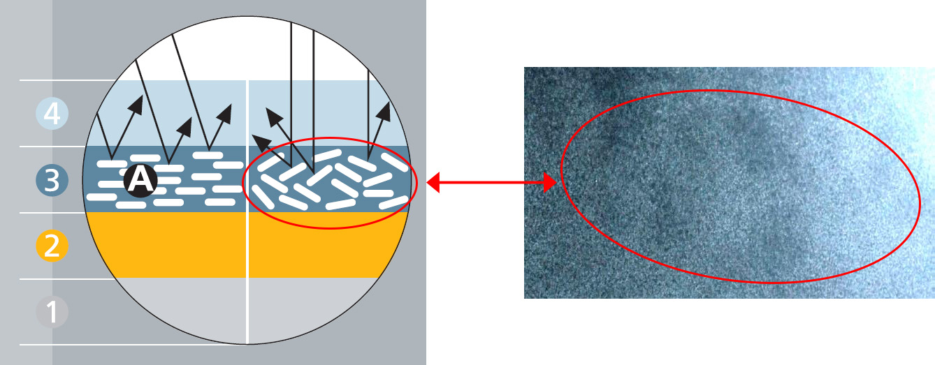 Example of mottling in the paint