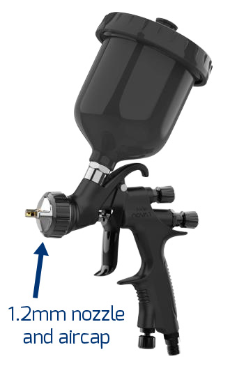 Suggested gun setup for use with DeBeer 1-380 1K UV Primer