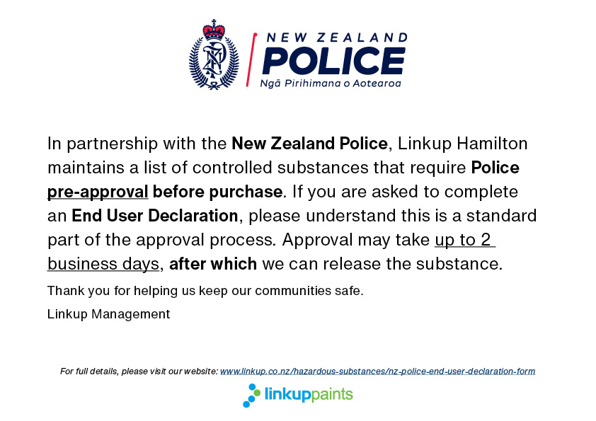 EUD Notice displayed in the Linkup Hamilton Store